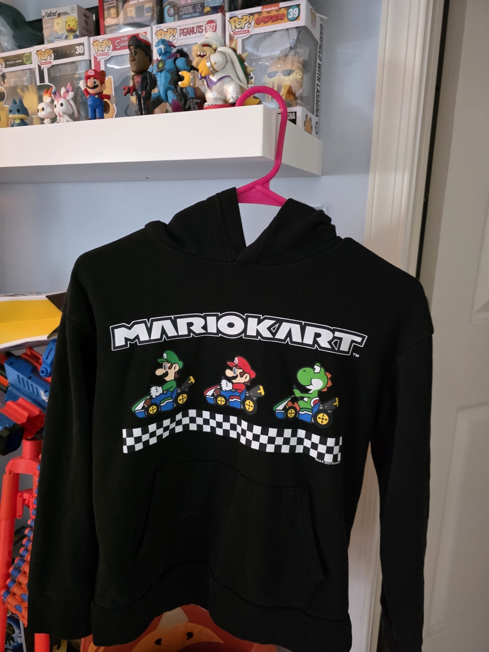 Old Navy Black Mario Kart Kids Hoodie with Character Kart Graphics